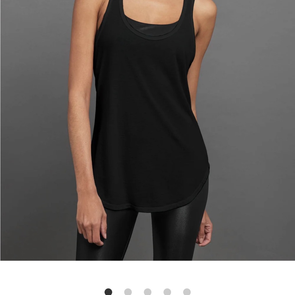 Carbon38 black long razor back tank. Small hole see pic